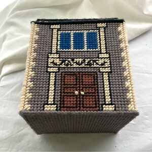 Handcrafted Needlepoint House Decor Box